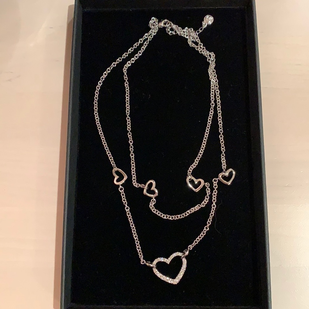 Oliver Webber Swarovski Layered Heart Necklace